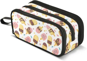 GuoChe Ice Cream Nylon Pencil Cases For College Students Big Capacity Pencil Case For Teen Girls Stationery Organizer for Preppy School Kids