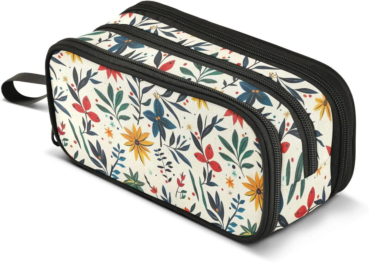 GuoChe Mexican Cinco De Mayo Flowers Colorful Nylon Pencil Bag Pen Case Large Capacity Pencil Case For Kids Stationery Organizer for College Boys