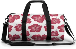 Gym Bag 17in for Men Women, Waterproof Foldable Sports Organizer, Durable Workout Travel Duffle Bag, Hibiscus Petals-163