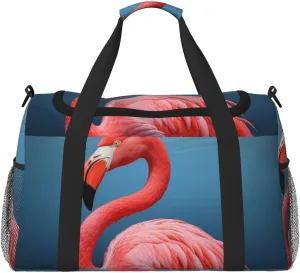 Gym Bag Animal Flamingo Duffel Bag for Men Women Travel Overnight Bag with Shoe Compartment Workout Bags