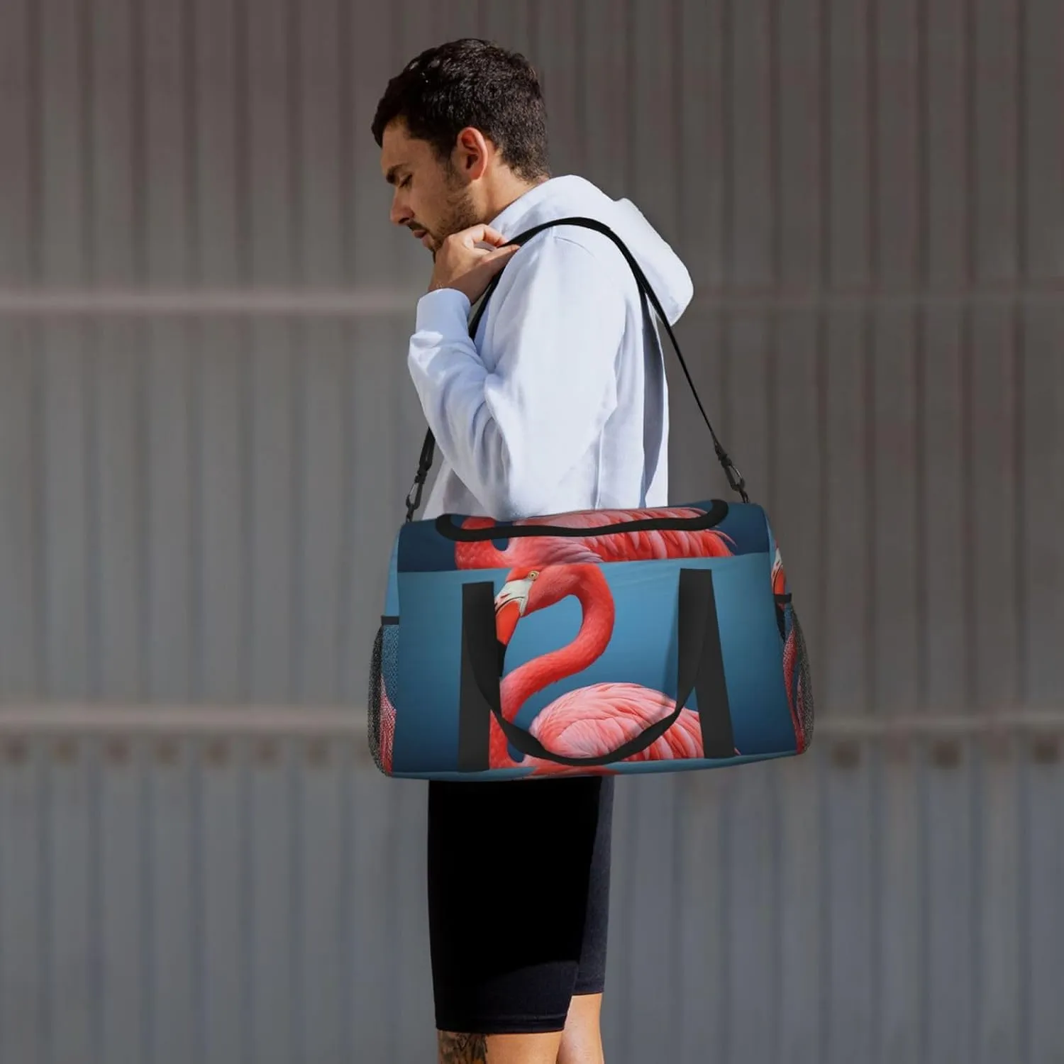 Gym Bag Animal Flamingo Duffel Bag for Men Women Travel Overnight Bag with Shoe Compartment Workout Bags
