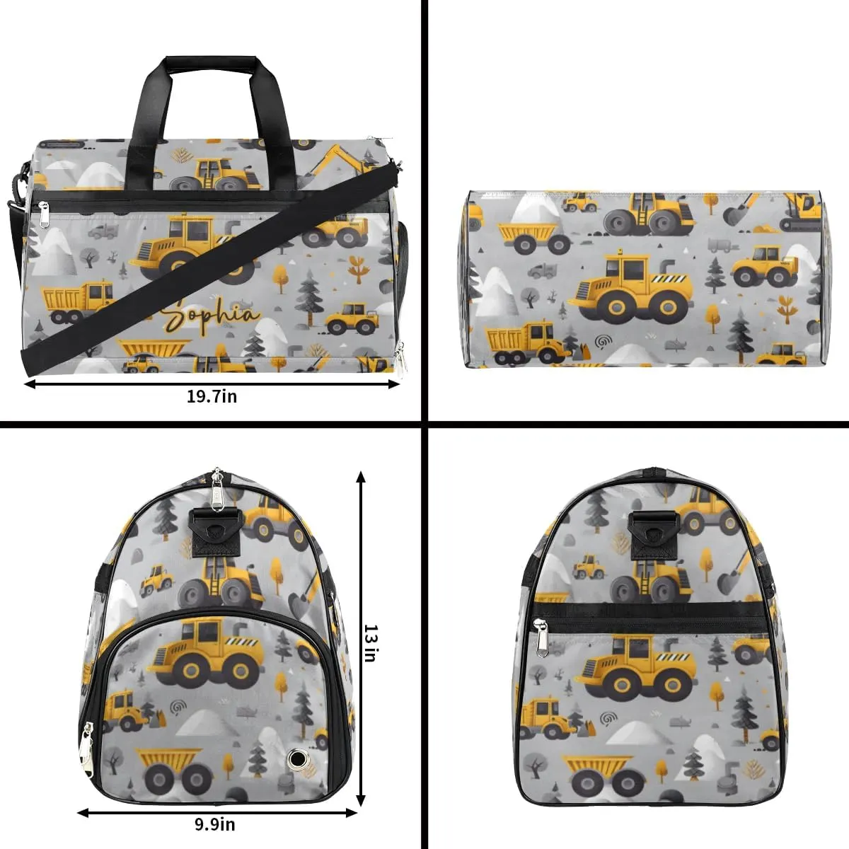 Gym Bag for Adults Personalized Duffel Bag for Men Large luggage Bags for Women Gym Accessories for Men Women Engineering Vehicles Travel Duffel Bag