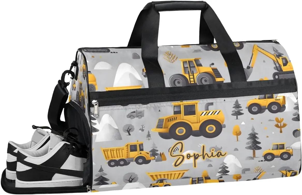 Gym Bag for Adults Personalized Duffel Bag for Men Large luggage Bags for Women Gym Accessories for Men Women Engineering Vehicles Travel Duffel Bag