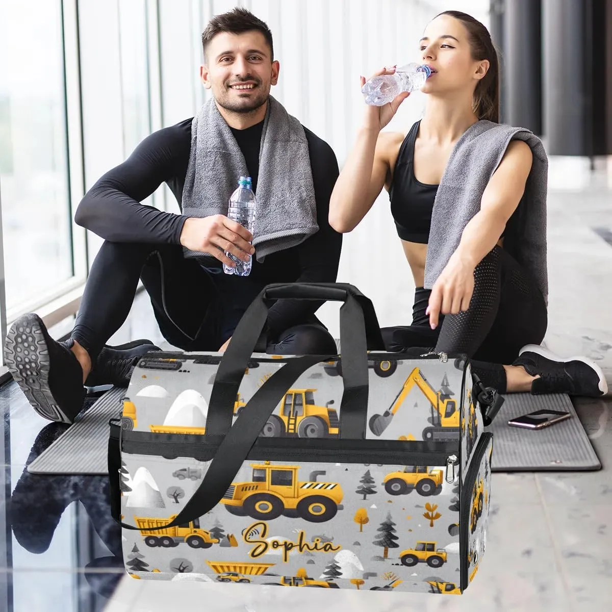 Gym Bag for Adults Personalized Duffel Bag for Men Large luggage Bags for Women Gym Accessories for Men Women Engineering Vehicles Travel Duffel Bag