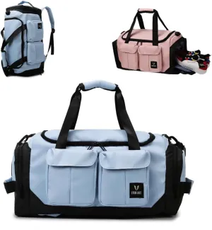 Gym Bag for Women with Shoe Compartment, Weekender Bag Travel Bag for Women, Different Carrying Options, Dry-Wet Separation, Multifunctional Large Capacity and Premium Oxford Fabric (Blue)