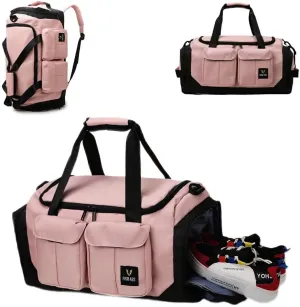 Gym Bag for Women with Shoe Compartment, Weekender Bag Travel Bag for Women, Different Carrying Options, Dry-Wet Separation, Multifunctional Large Capacity and Premium Oxford Fabric (Pink)