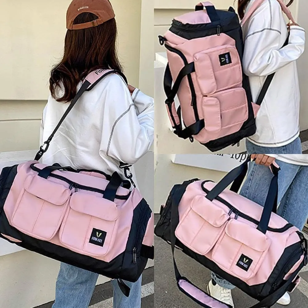 Gym Bag for Women with Shoe Compartment, Weekender Bag Travel Bag for Women, Different Carrying Options, Dry-Wet Separation, Multifunctional Large Capacity and Premium Oxford Fabric (Pink)