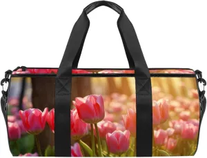 Gym Bag for Women,Small Gym Bag for Men,Colorful Tulip Sunlight Flower,Overnight Bag