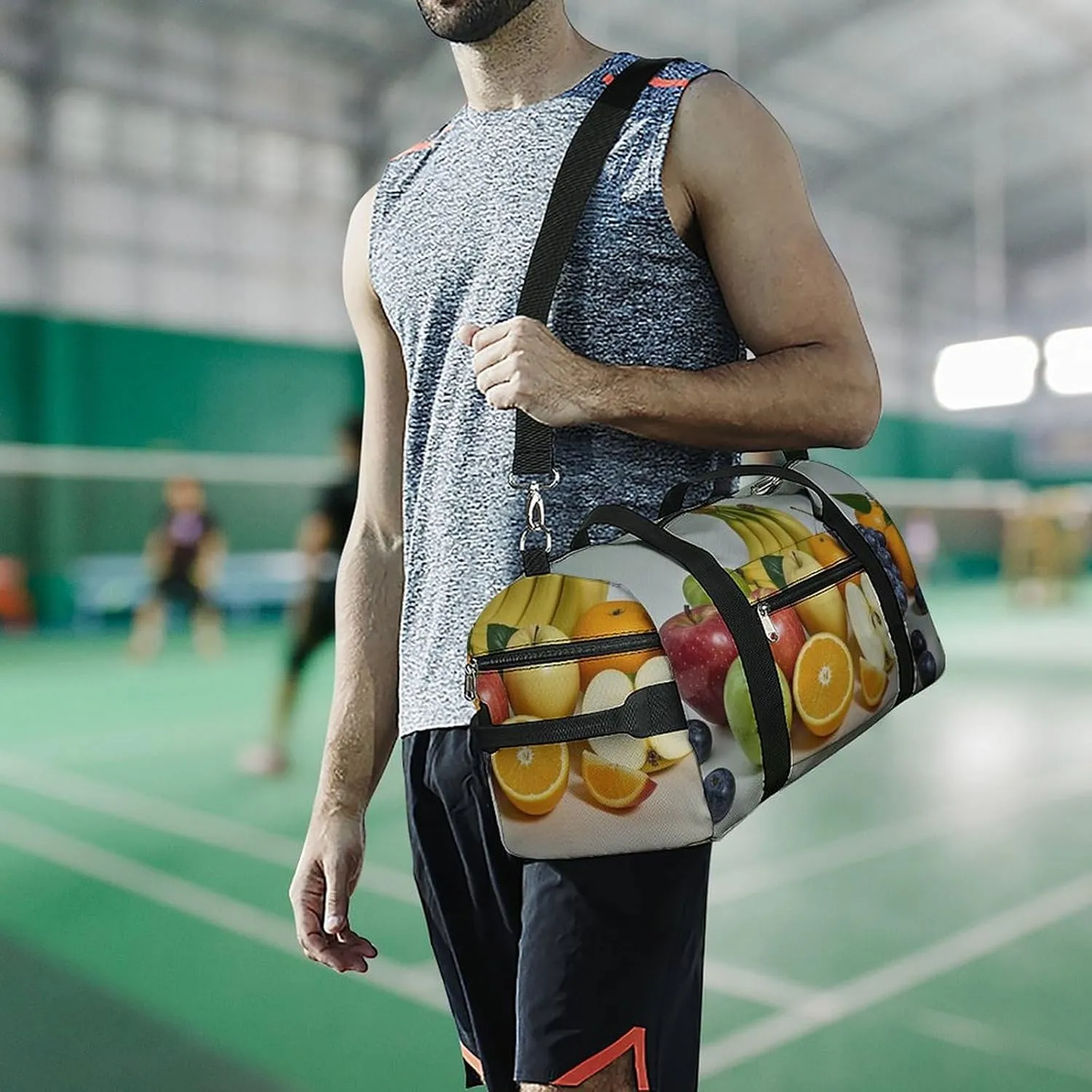 Gym Bag Fruits Duffel Bag for Men Women Travel Overnight Bag with Shoe Compartment Workout Bags