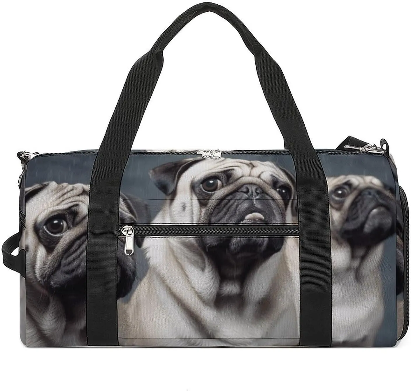 Gym Bag Funny Pug Dog Duffel Bag for Men Women Travel Overnight Bag with Shoe Compartment Workout Bags