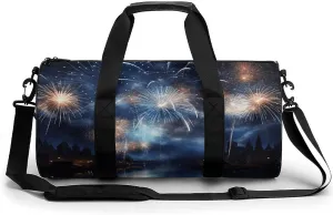 Gym Bag New Year Pyrotechnics Duffel Bag for Men Women Overnight Bag with Shoe Compartment Workout Bags