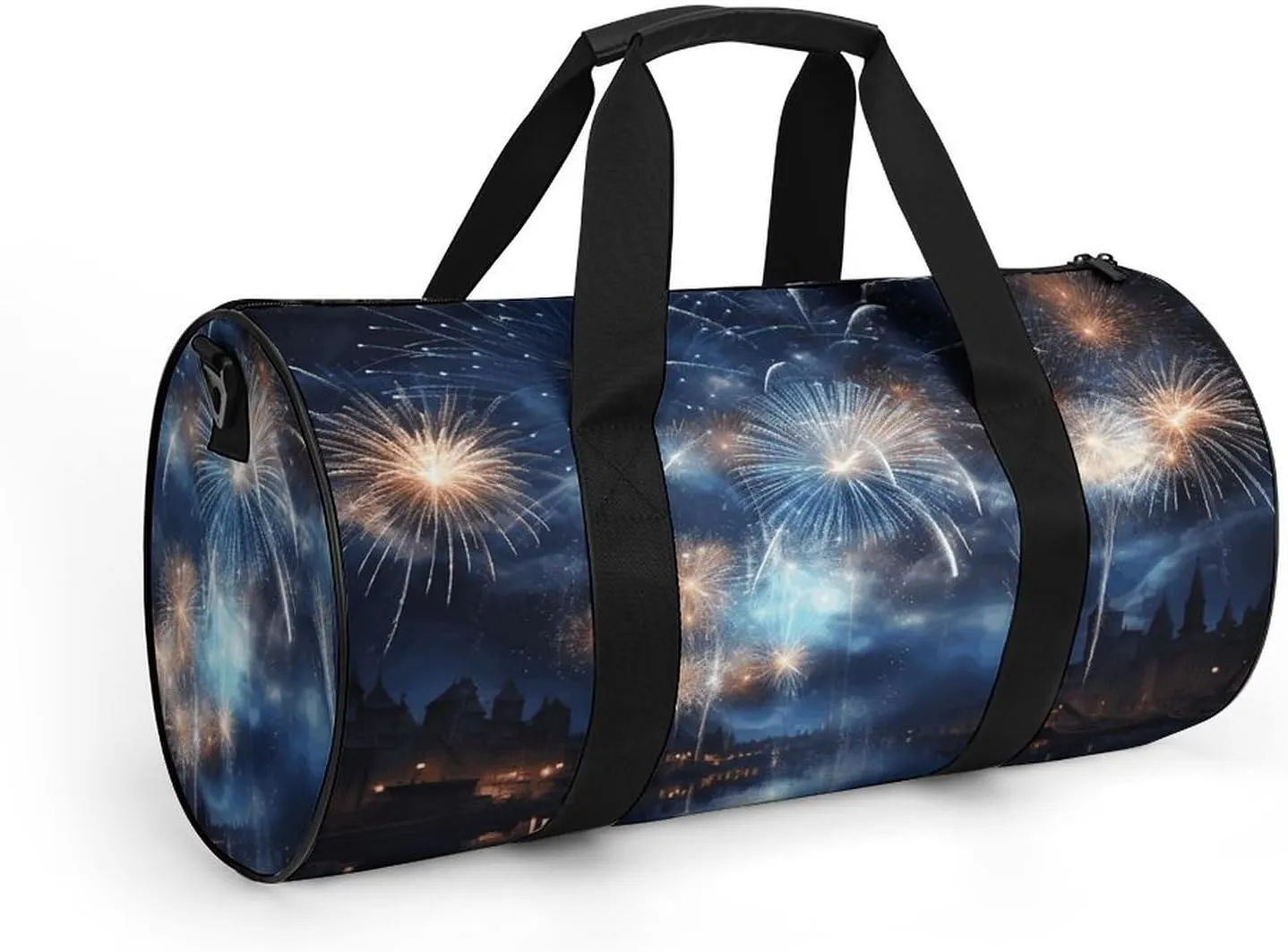 Gym Bag New Year Pyrotechnics Duffel Bag for Men Women Overnight Bag with Shoe Compartment Workout Bags