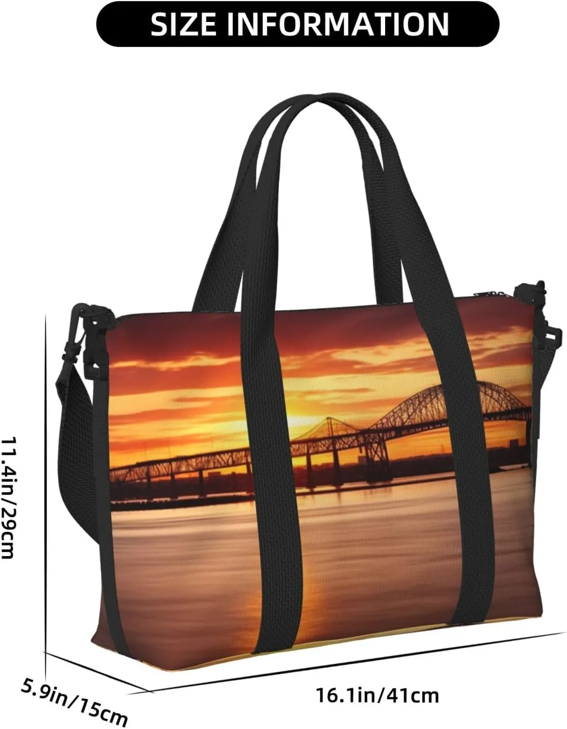 Gym Bag Newark Bay Bridge Duffel Bag for Men Women Travel Overnight Bag with Shoe Compartment Workout Bags