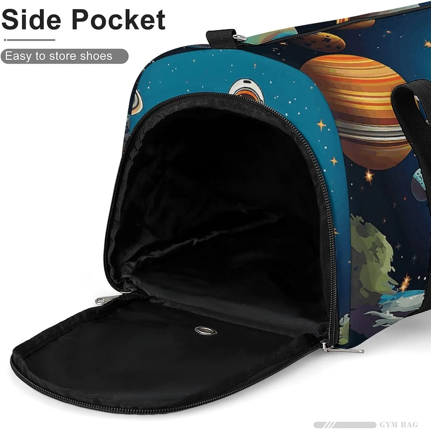 Gym Bag Outer Space Rocket Astronaut Duffel Bag for Men Women Travel Overnight Bag with Shoe Compartment Workout Bags