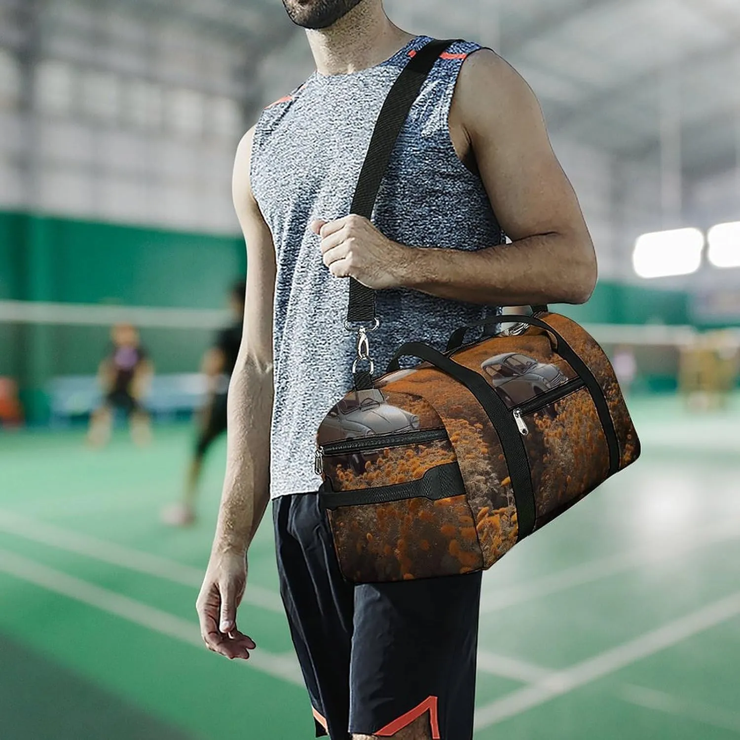 Gym Bag Parked Car Duffel Bag for Men Women Travel Overnight Bag with Shoe Compartment Workout Bags