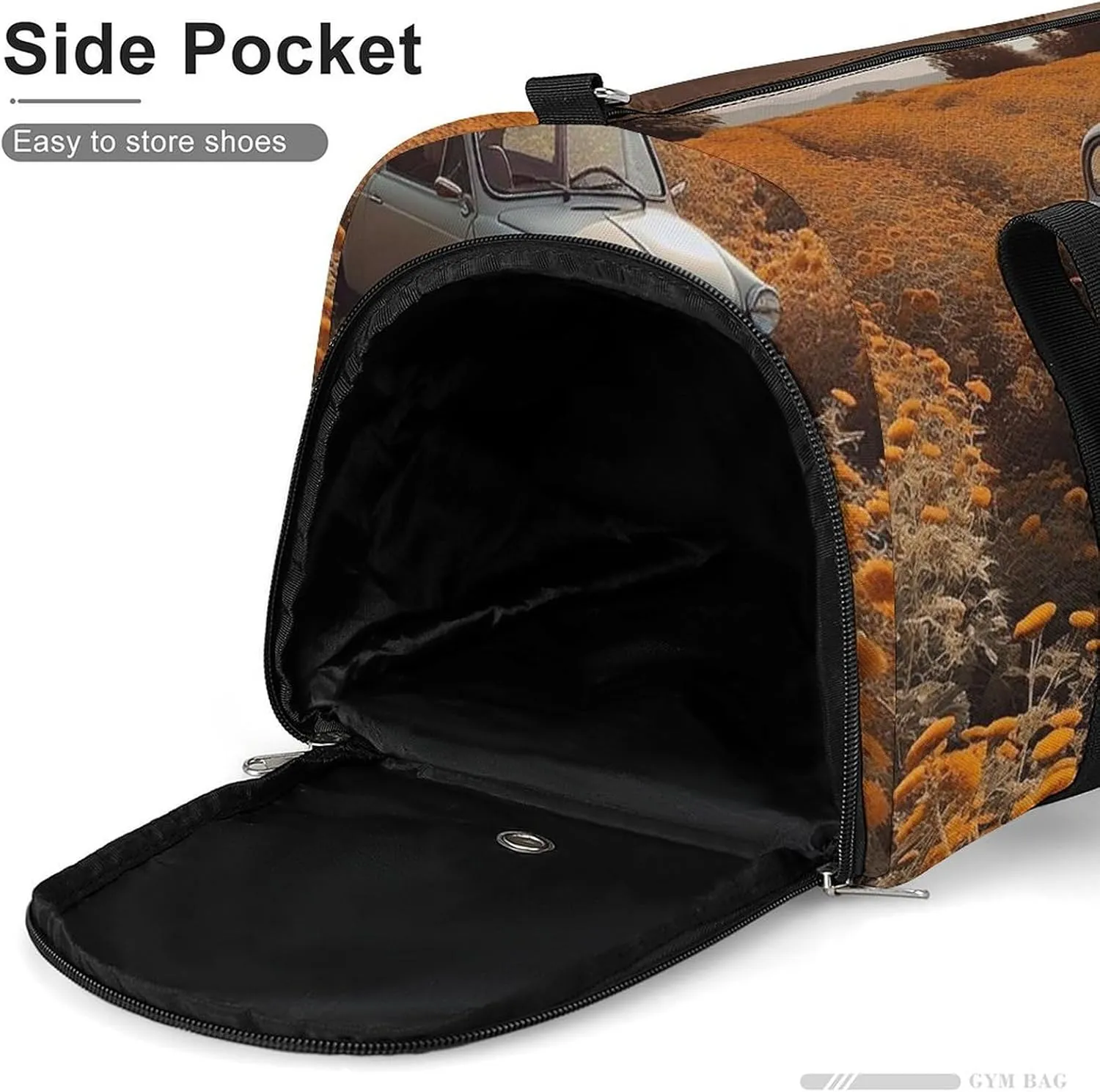 Gym Bag Parked Car Duffel Bag for Men Women Travel Overnight Bag with Shoe Compartment Workout Bags
