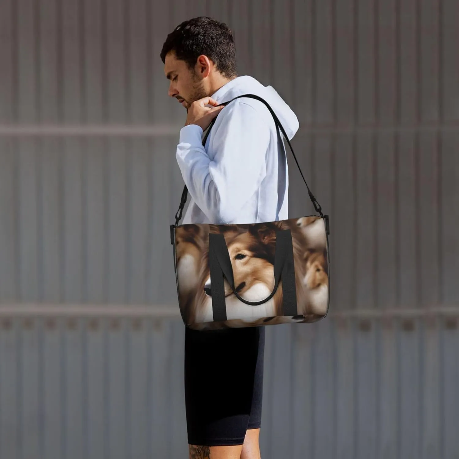 Gym Bag Shelties Dog Duffel Bag for Men Women Travel Overnight Bag with Shoe Compartment Workout Bags