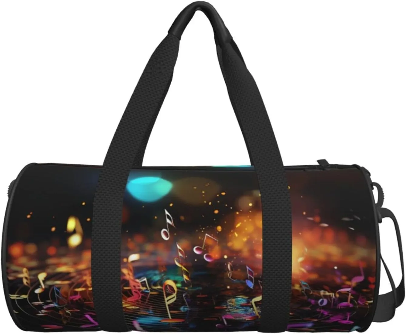 Gym Bags Small Colorful Music Notes Duffel Bag Overnight Bag with Shoe Compartment Carryon Bag for Men Women