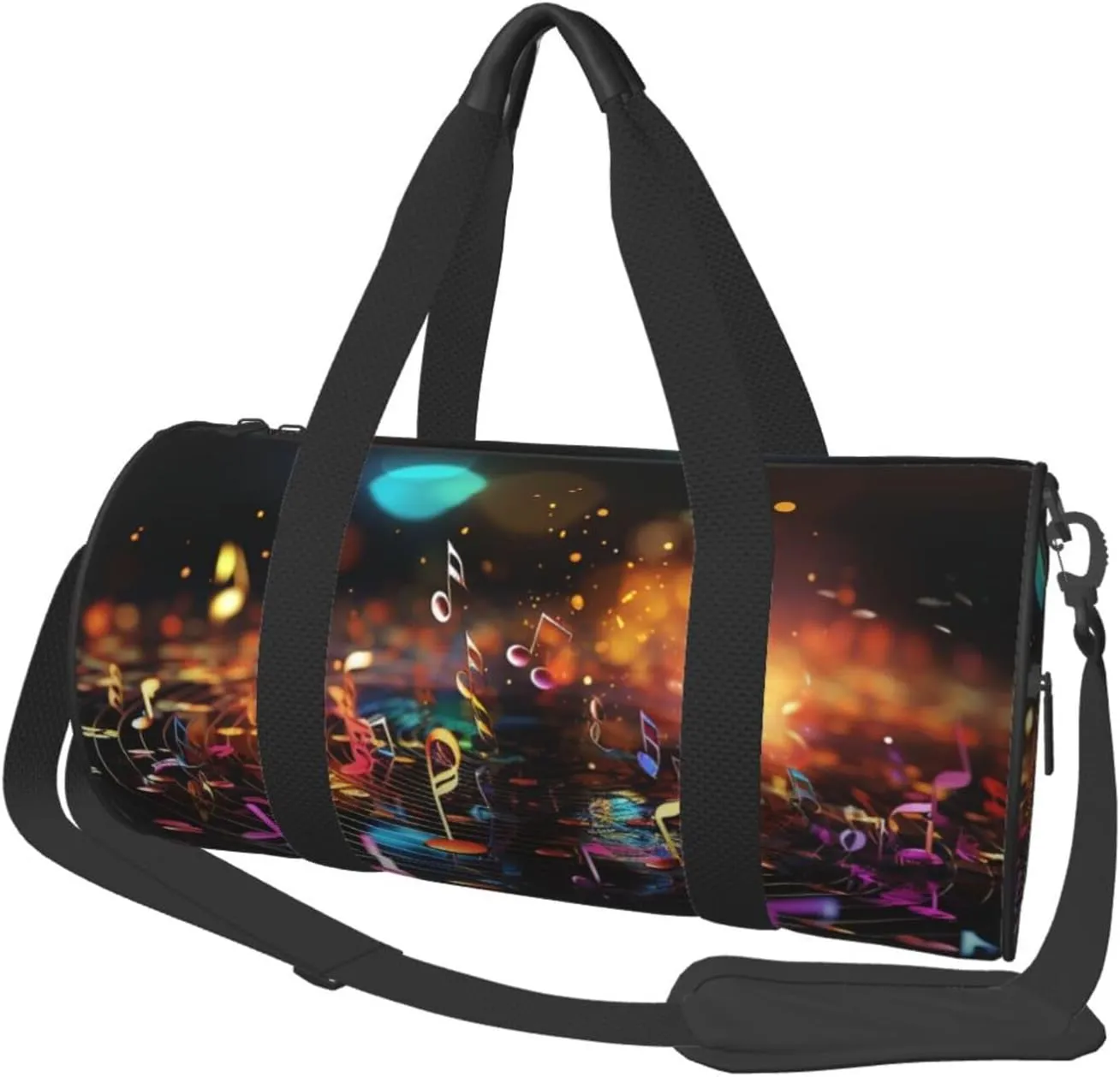 Gym Bags Small Colorful Music Notes Duffel Bag Overnight Bag with Shoe Compartment Carryon Bag for Men Women