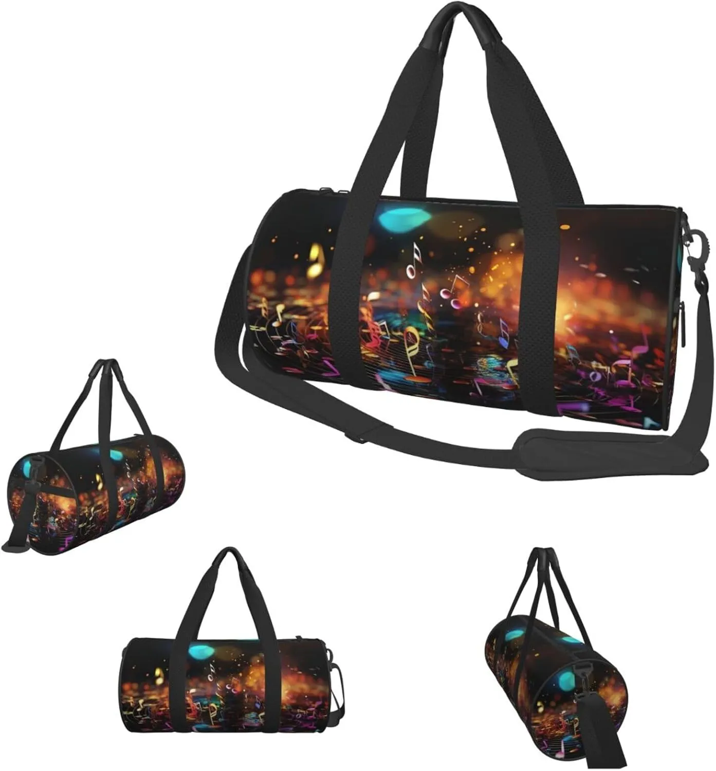 Gym Bags Small Colorful Music Notes Duffel Bag Overnight Bag with Shoe Compartment Carryon Bag for Men Women