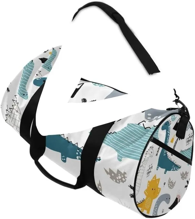 Gym Sports Dance Travel Duffel Bag Dino Scandinavian Style Luggage Bag for Weekender Sports Vacation