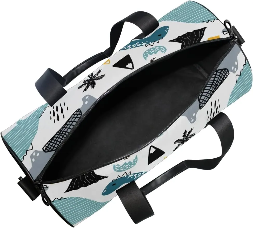 Gym Sports Dance Travel Duffel Bag Dino Scandinavian Style Luggage Bag for Weekender Sports Vacation