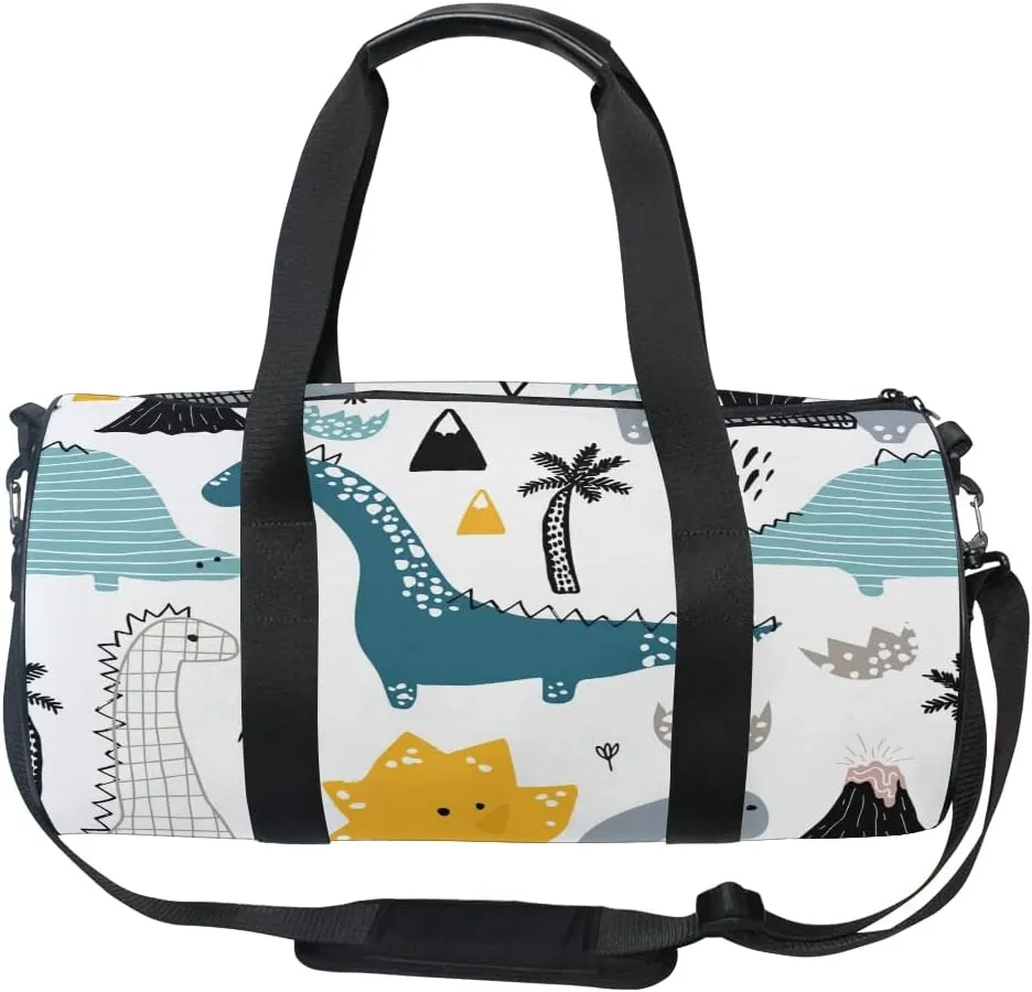 Gym Sports Dance Travel Duffel Bag Dino Scandinavian Style Luggage Bag for Weekender Sports Vacation
