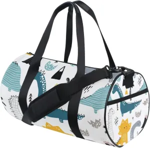 Gym Sports Dance Travel Duffel Bag Dino Scandinavian Style Luggage Bag for Weekender Sports Vacation