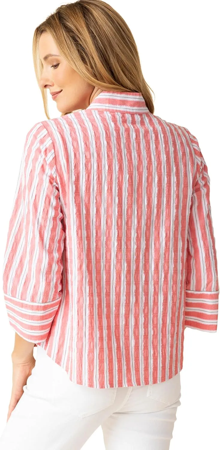 Habitat Clothes Palm Beach Stripe Pullover Papaya