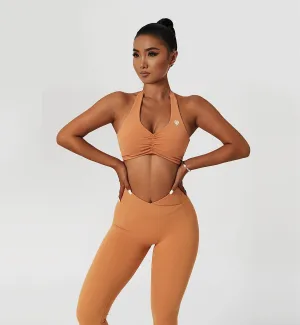Halter Neck Ruched Sports Bra