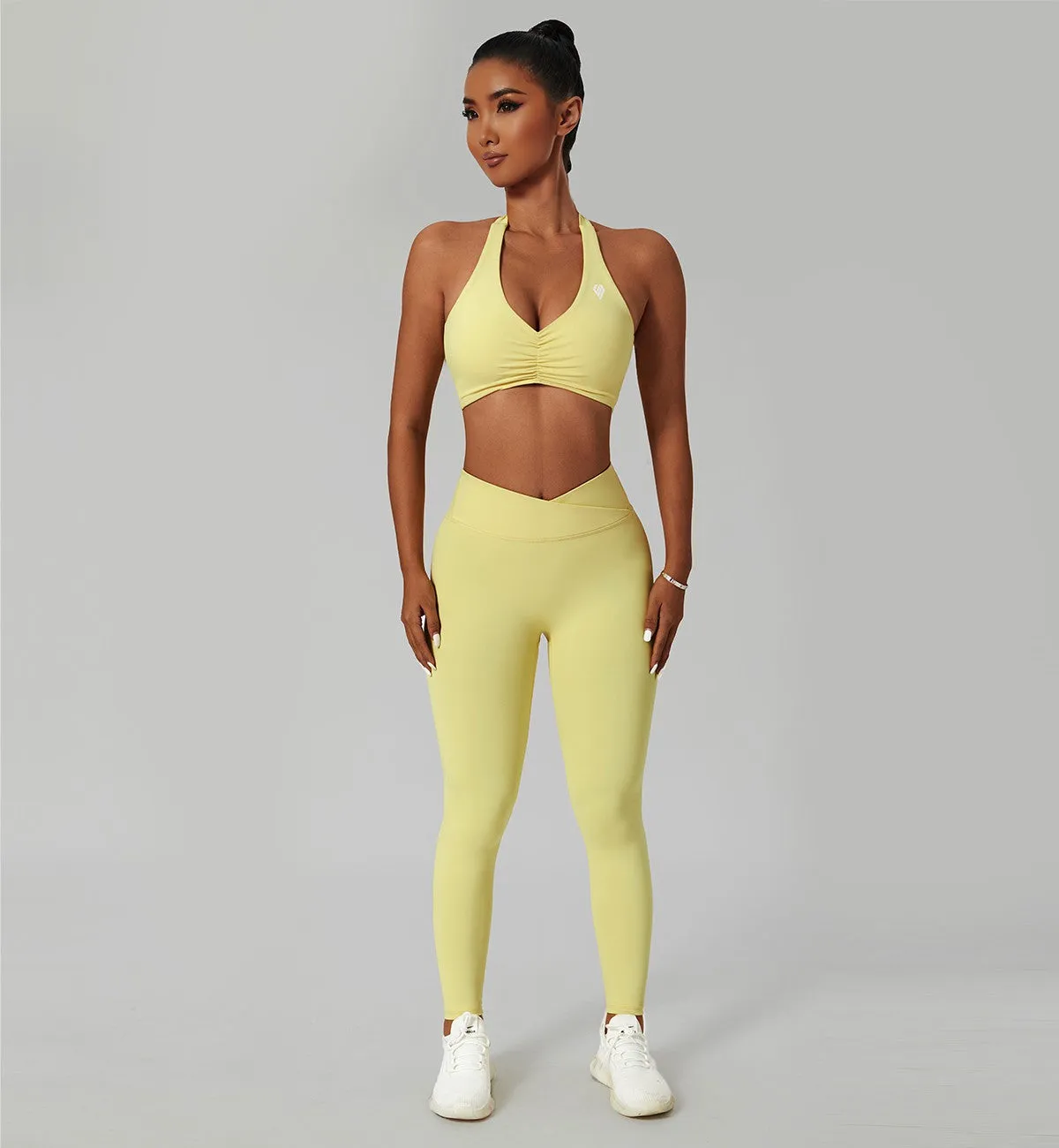 Halter Neck Ruched Sports Bra
