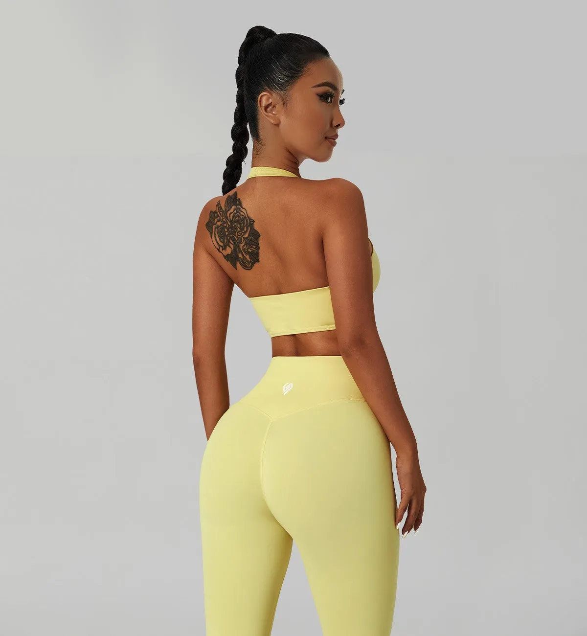 Halter Neck Ruched Sports Bra