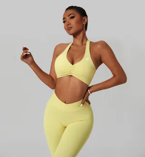 Halter Neck Ruched Sports Bra