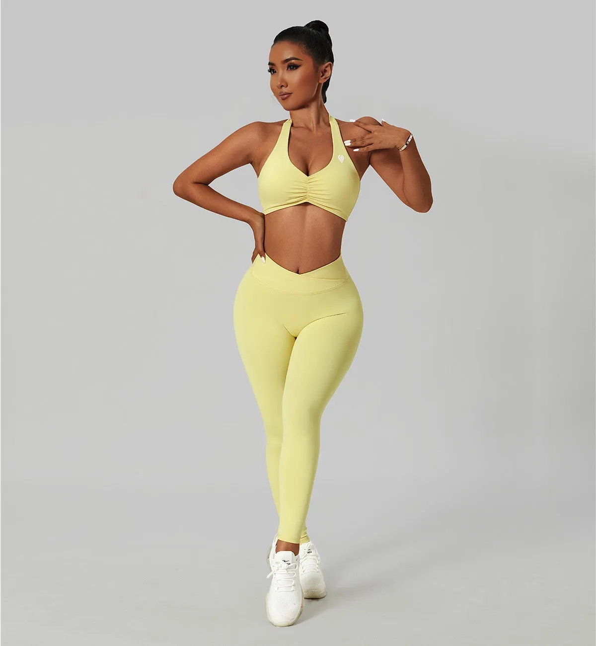Halter Neck Ruched Sports Bra