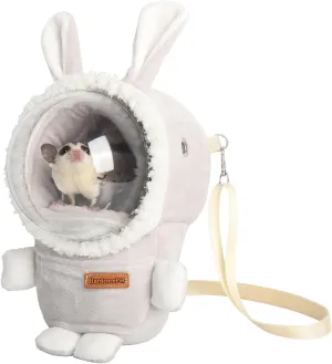 Hamster Carrier Rat Bag Cute Rabbit Shape Small Animal Sugar Glider Travel Pouch Gerbil Hedgehog Portable Travel Carrier Outdoor Hangbag Grey Squirrel Rat Carrier (Grey)