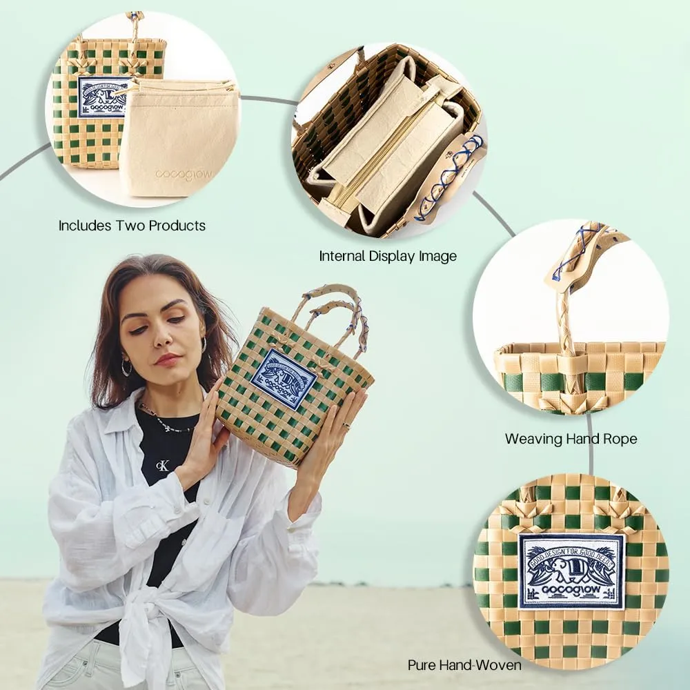 Hand Woven Applique Bag, PP eco-friendly Woven Handbag, Handbag, Fashionable Travel Bag, Women's Handbag and Wallet