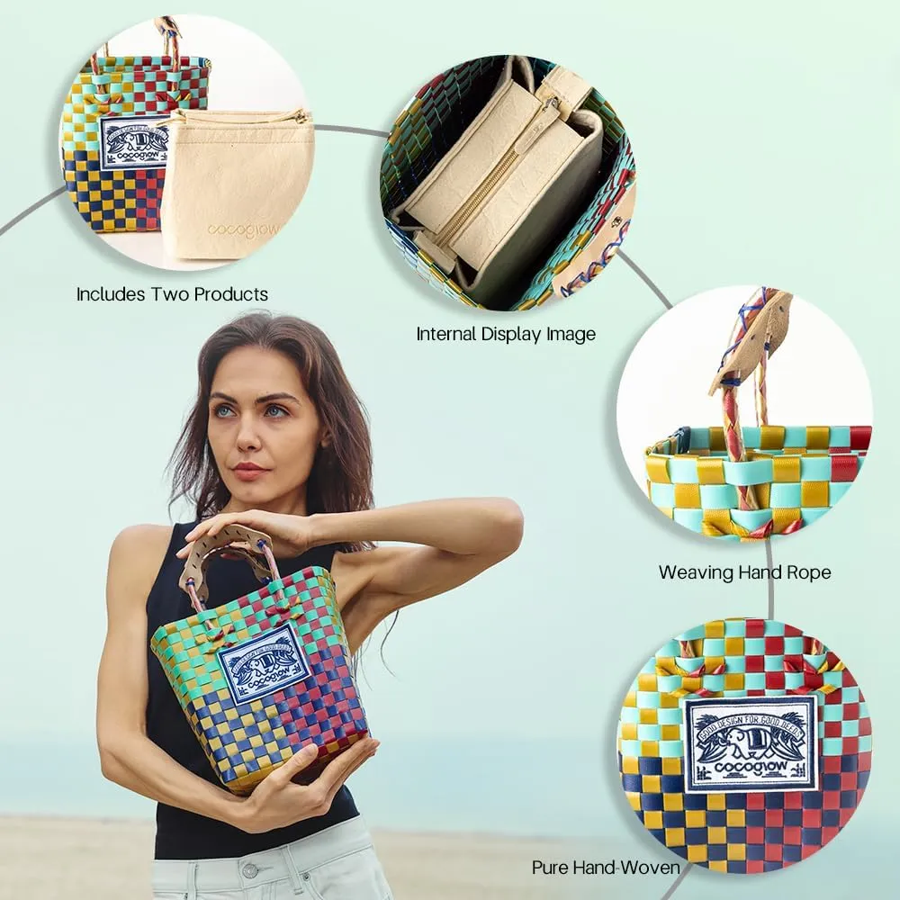 Hand Woven Applique Bag, PP eco-friendly Woven Handbag, Handbag, Fashionable Travel Bag, Women's Handbag and Wallet