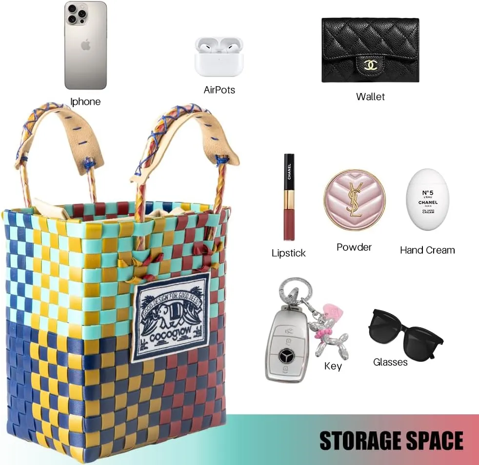 Hand Woven Applique Bag, PP eco-friendly Woven Handbag, Handbag, Fashionable Travel Bag, Women's Handbag and Wallet