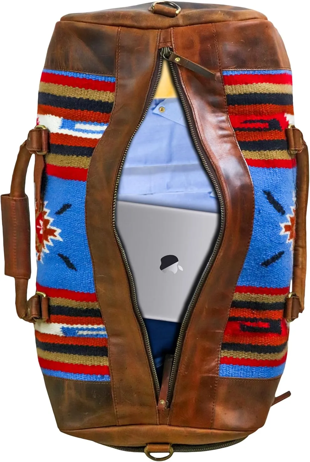 Handmade Duffle Bag leather heavy duty Airplane Overnight Luggage Carry On Unisex Travel Rug Bag Wollen Bag Gift for His/Her 20 x 10 x 10 inches. (Rug Duffle Bag Design_04)