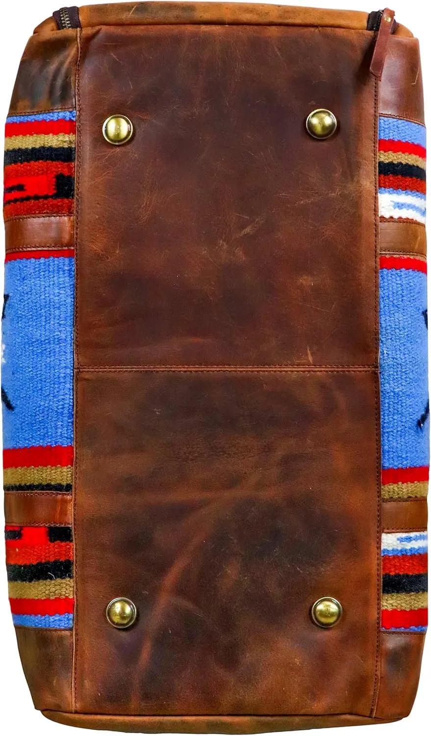 Handmade Duffle Bag leather heavy duty Airplane Overnight Luggage Carry On Unisex Travel Rug Bag Wollen Bag Gift for His/Her 20 x 10 x 10 inches. (Rug Duffle Bag Design_04)