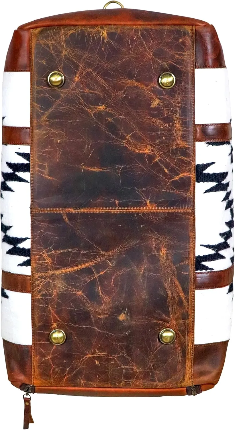 Handmade Premium Duffle Bag leather heavy duty Gym Sports Airplane Overnight Luggage Carry On Unisex Travel woven Rug Bag Wollen Bag Gift for His/Her (RUG DUFFLE BAG ARTICLE_01)