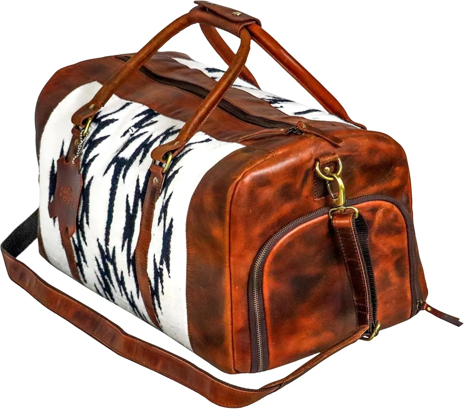 Handmade Premium Duffle Bag leather heavy duty Gym Sports Airplane Overnight Luggage Carry On Unisex Travel woven Rug Bag Wollen Bag Gift for His/Her (RUG DUFFLE BAG ARTICLE_01)