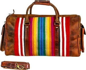 Handmade Premium Duffle Bag leather heavy duty Gym Sports Airplane Overnight Luggage Carry On Unisex Travel woven Rug Bag Wollen Hand Bag Gift for His/Her (Rug Duffle Bag Module_01)