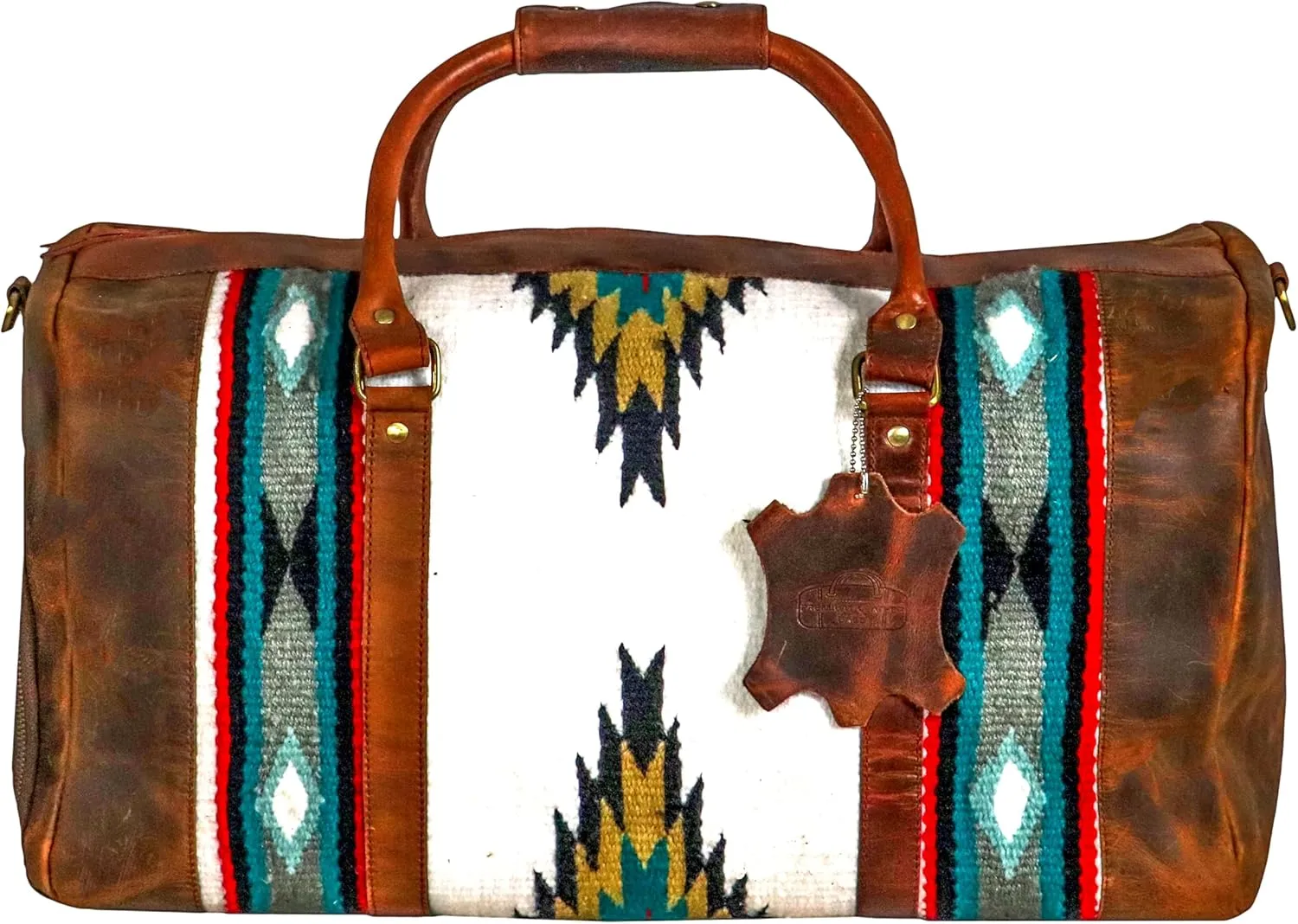 Handmade Premium Duffle Bag leather heavy duty Gym Sports Airplane Overnight Luggage Carry On Unisex Travel woven Rug Bag Wollen Hand Bag Gift for His/Her (RUG DUFFLE BAG MODULE_06)