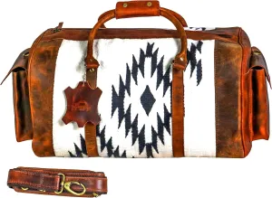 Handmade Premium Duffle Bag leather heavy duty Gym Sports Airplane Overnight Luggage Carry On Unisex Travel woven Rug Bag Wollen Hand Bag Gift for His/Her_10