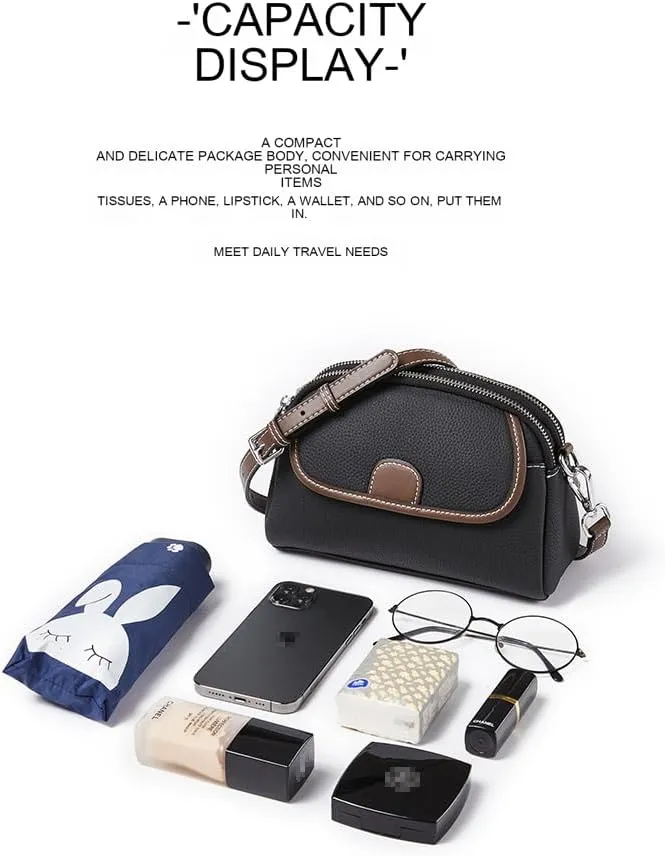 Handmade Top Grain Leather Crossbody Bag for Women With Multiple Pockets, Adjustable Strap，Fashionable & Functional