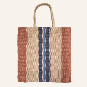 Handwoven Jute Tote Bag, Multi & Light Brown