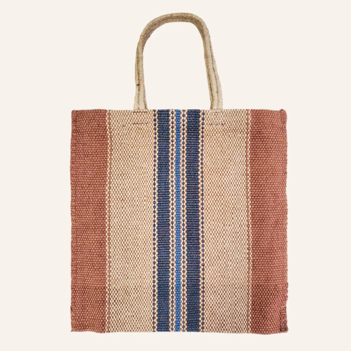 Handwoven Jute Tote Bag, Multi & Light Brown