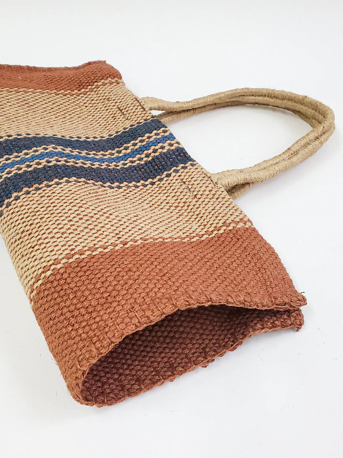 Handwoven Jute Tote Bag, Multi & Light Brown