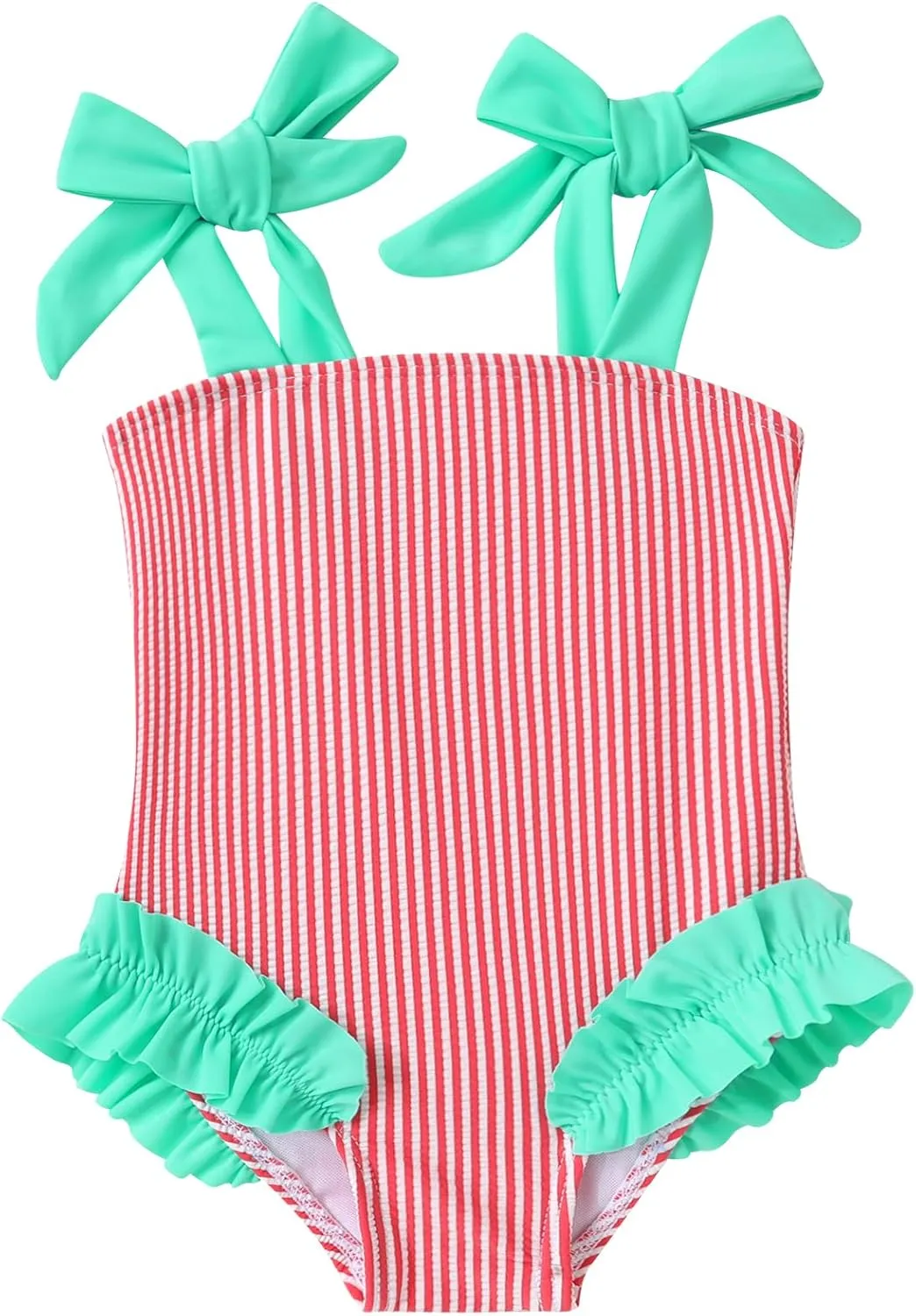 Happy Town Toddler Swimsuit Girl Solid Color Stripe One-Piece Baby Bathing Suits